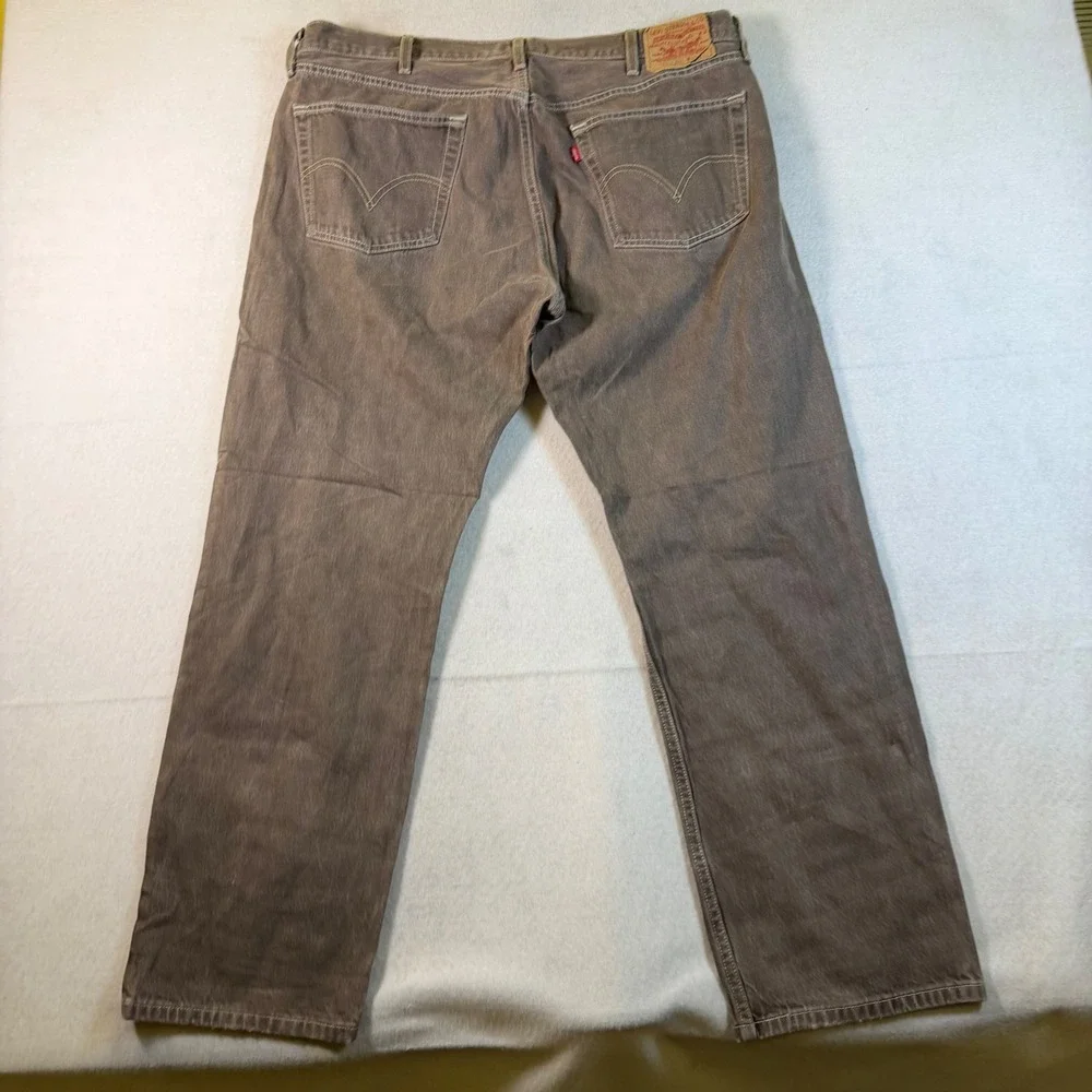 Levis 501 Original Fit Jeans Mens 42x32 Brown Faded Straight Leg Button Fly XX